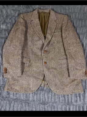 Harris Tweed Herringbone Blazer Stafford 100% Wool Sport Coat Men’s Vintage USA
